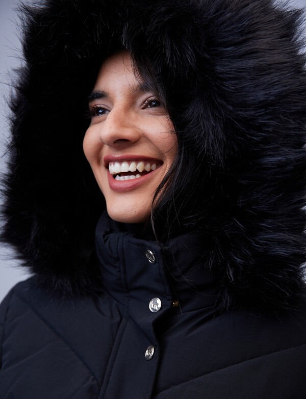 Campera Abrigo Faux Fur NEGRO