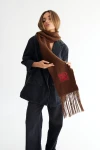 Bufanda Scarf Marrón con Rojo