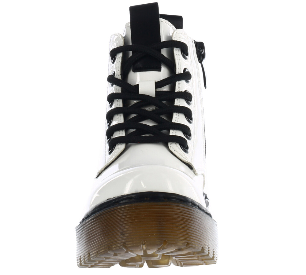 Bota JULIET con elastico y cierre lateral White Patent