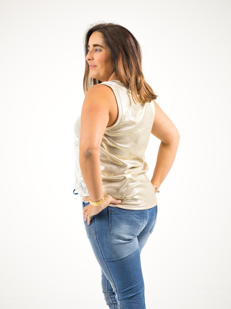 Musculosa de broderie con brillo Musculosa de broderie con brillo