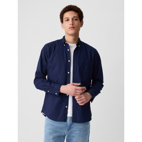 V-LS SLIM STRETCH POPLIN BASIC TAPESTRY NAVY