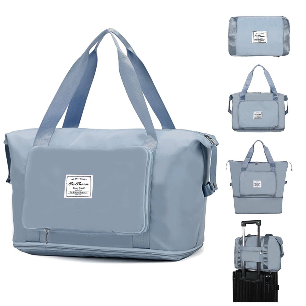 Bolsa De Viaje Plegable Gran Capacidad Correa Fija Calidad - Variante Color Gris 