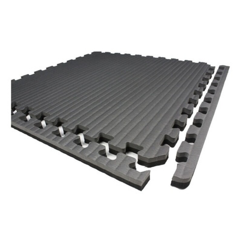 Piso De Goma Eva Tatami Yoga Encastrable 1m X 1m X 2cm Negro con Gris