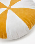 Almohadón redondo Odet de algodón blanco y mostaza Ø 45 cm
