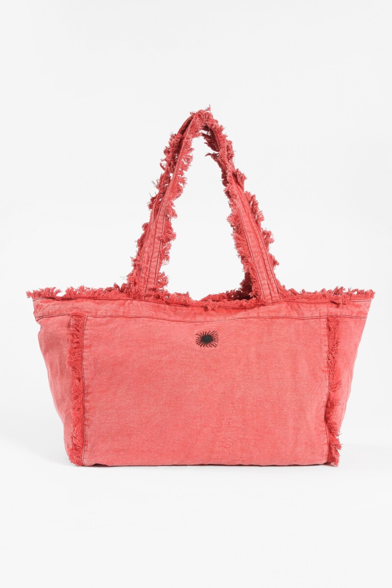Bolso lavado con detalles deflecados rojo