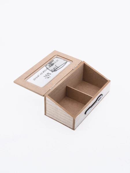 CAJA PARA TÉ 2 DIVISIONES BEIGE