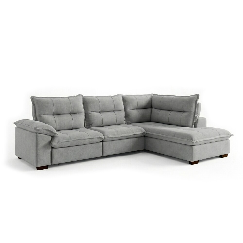 Sillón 5 Cuerpos con Chaise Retráctil y Reclinable - Cesky Gris Izquierdo