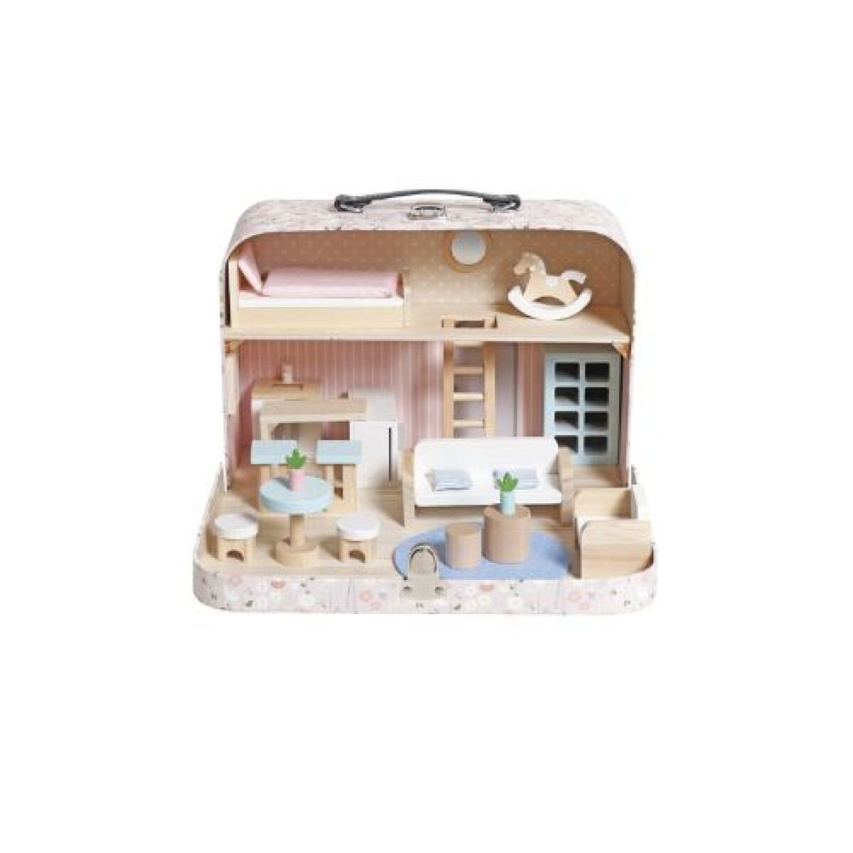 Casita de Muñecas de Madera Portatil en Valija - Casita De Muñecas De Madera Portatil En Valija 