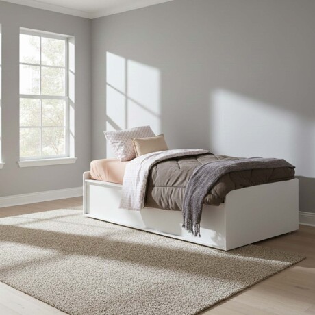 CAMA BAUL 1 PLAZA MDF BLANCO FUNCIONAL ITALY