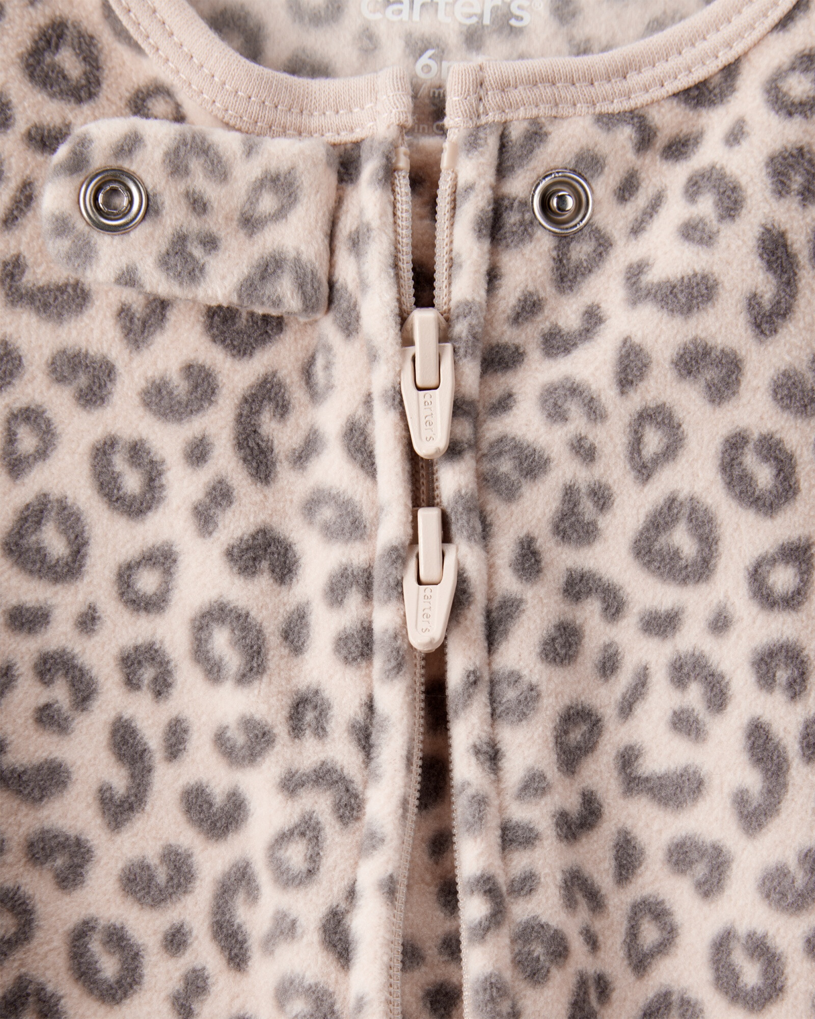 Pijama una pieza de micropolar, con pie, diseño leopardo Sin color