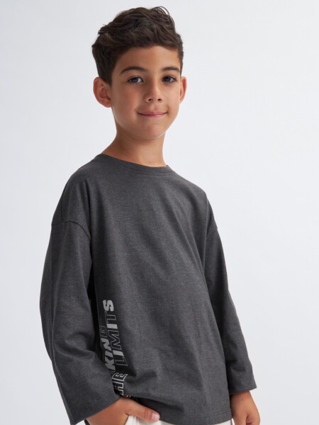 Camiseta manga larga estampada Gris
