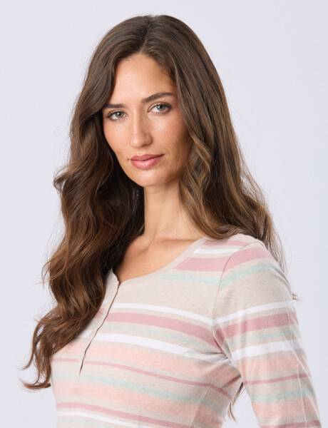 REMERA RAYADA DE ALGODÓN Beige