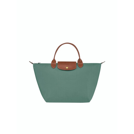 Longchamp -Cartera Longchamp plegable de nylon con cierre y asa corta, Le pliage S Verde