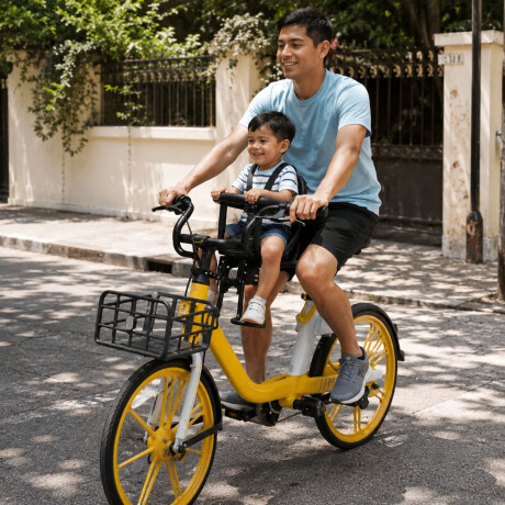 Silla Frontal Bicicleta Bebés Niños Barra Seguridad Posapiés Negro