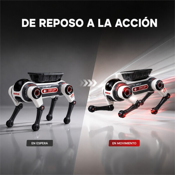 Perro Robot Inteligente con Control Remoto, Luces y Sonido GRIS