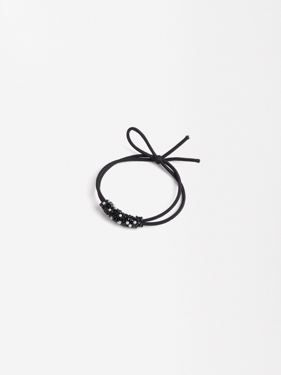 Elástico Para El Pelo Con Perlas Y Abalorios negro