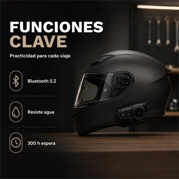 Intercomunicador Bluetooth X15 Pro para Casco de Moto Negro