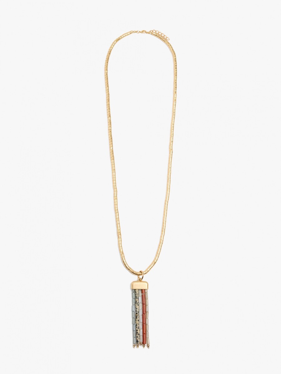 Collar Largo Cuentas De Piedra multicolor