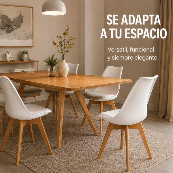 Silla Comedor ComboHome Tulip Eames Acolchada Reforzada Blanco 1