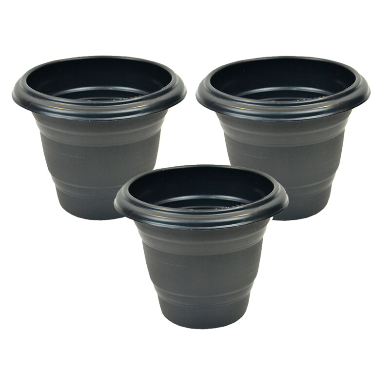 Set x3 Maceta redonda 8 lts NEGRO