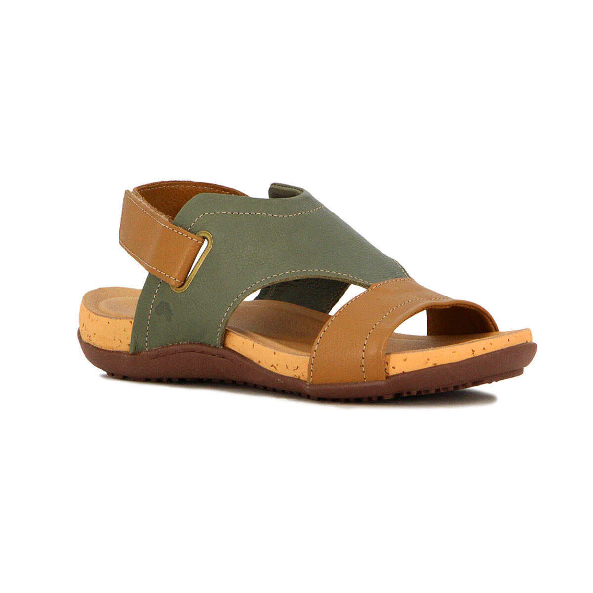 Sandalia Casual Mujer Country Dos Tiras Con Pulsera - Ambar-oliva 