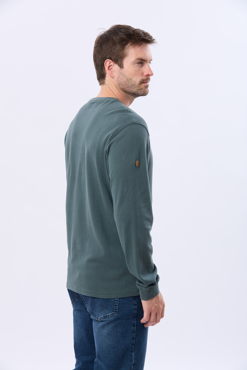 REMERA TEXTURADA DE ALGODÓN VERDE