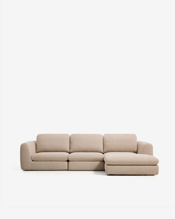 Sofá Vera 4 plazas con chaise longue derecho beige 322 cm Sofá Vera 4 plazas con chaise longue derecho beige 322 cm