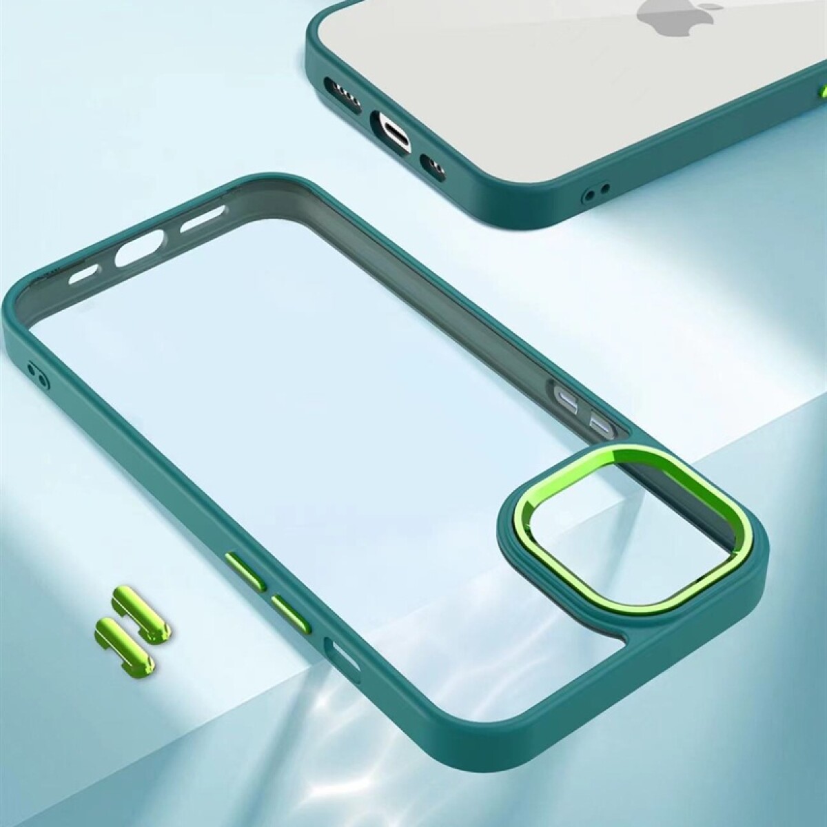 Protector armor transparente - borde cromado para iphone 13 pro max Verde