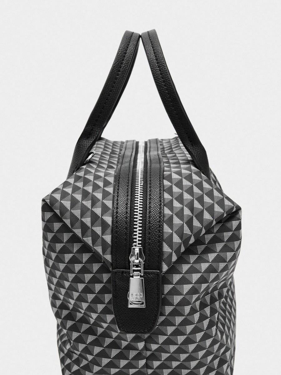 Bolso Tote Estampado De Nylon negro