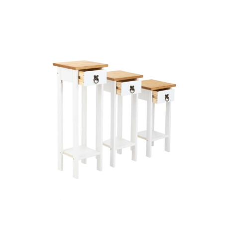 Conjunto Set De Mesas Pedestal Madera Maciza Linea Mexicana
