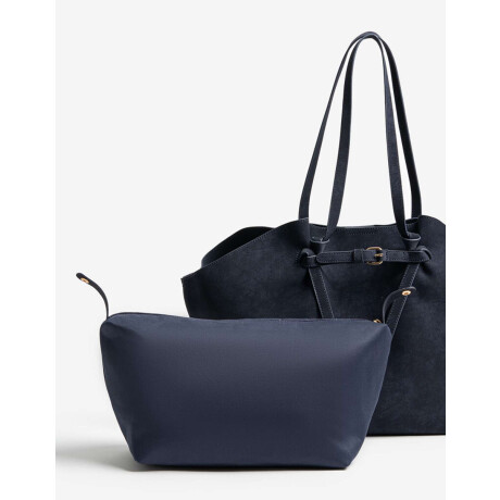Cartera Shopper Con Bolso Azul marino