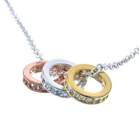 Conjunto de cadena y dijes en plata 925 con circonas Llamadores