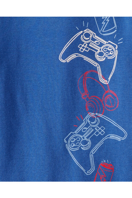 Pijama cuatro piezas de algodón, dos remeras manga larga y dos pantalones, diseño gamer Pijama cuatro piezas de algodón, dos remeras manga larga y dos pantalones, diseño gamer