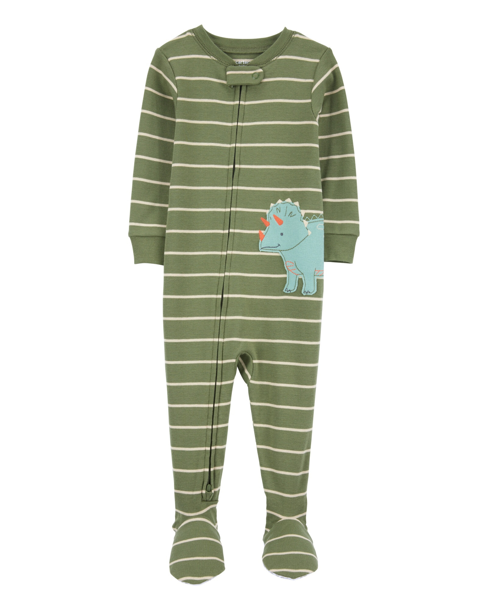 Pijama una pieza de algodón, con pie, estampa dino Sin color
