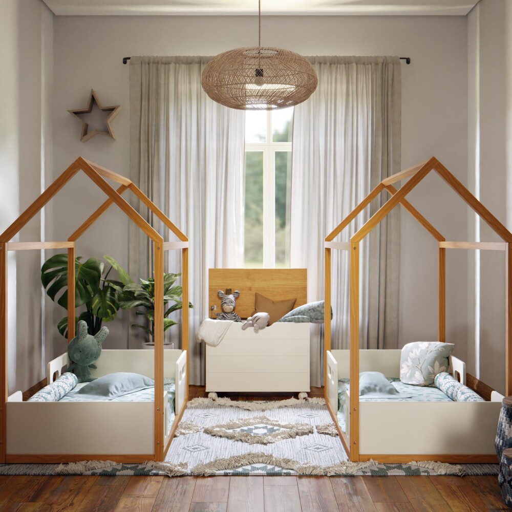 MINI CAMA CASITA MDF BLANCO TESS/GOLD