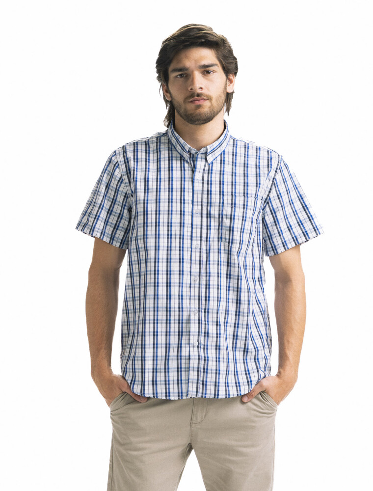Camisa M/C Cuadros Azul/Fantasia 1