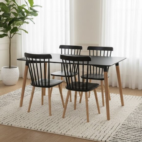 Juego de comedor 4 sillas Windsor - Negro Juego de comedor 4 sillas Windsor - Negro