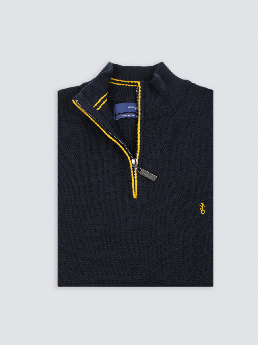 Remera Medio Cierre Apolo - Azul con Amarillo 