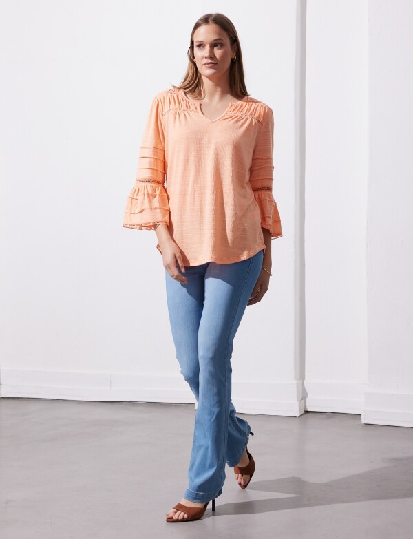 Blusa Frunces Hombro CORAL
