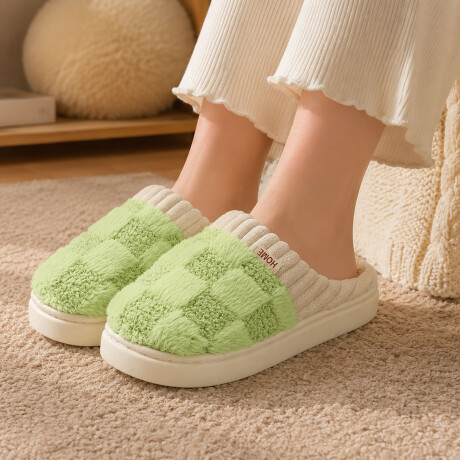 Pantufla de Felpa Super Abrigadas Antideslizante Unisex Verde Claro