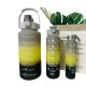 Botella Agua Deportiva Motivacional Set 3 Tamaños Diferentes Color Gris/Amarillo/Negro