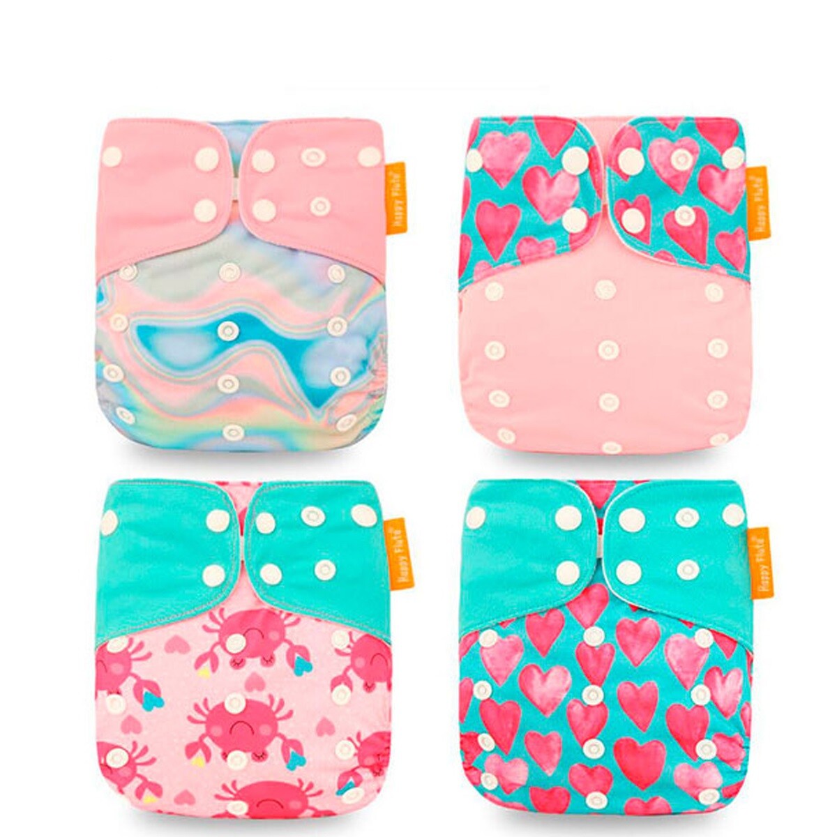 Pack X 4 Pañales Ecológico Algodón + 4 Insertos de algodón happy flute - 7 
