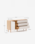 Aparador Anielle 1 puerta y 3 cajones de madera maciza y chapa de fresno 150 x 78 cm