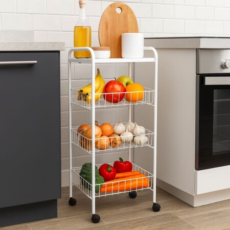 ESTANTE ORGANIZADOR FRUTERO 4 PISOS 41X23X82,5CM Blanco