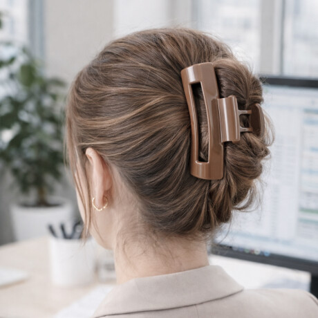 Broche pinza de pelo de silicona flexible Marron