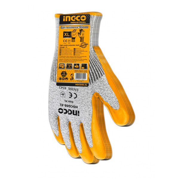 GUANTES AMARILLO RESISTENTE A CORTES HGCG08-XL INGCO TALLE XL GUANTES AMARILLO RESISTENTE A CORTES HGCG08-XL INGCO TALLE XL