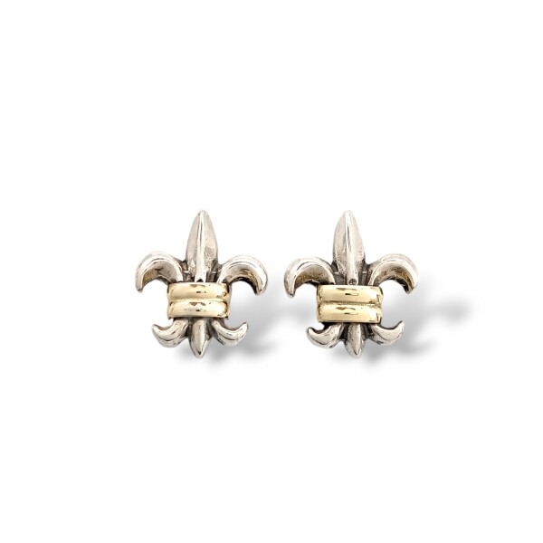 Caravanas Flor de Lis-Plata y oro-Sin piedra-CA5133 conpiedra