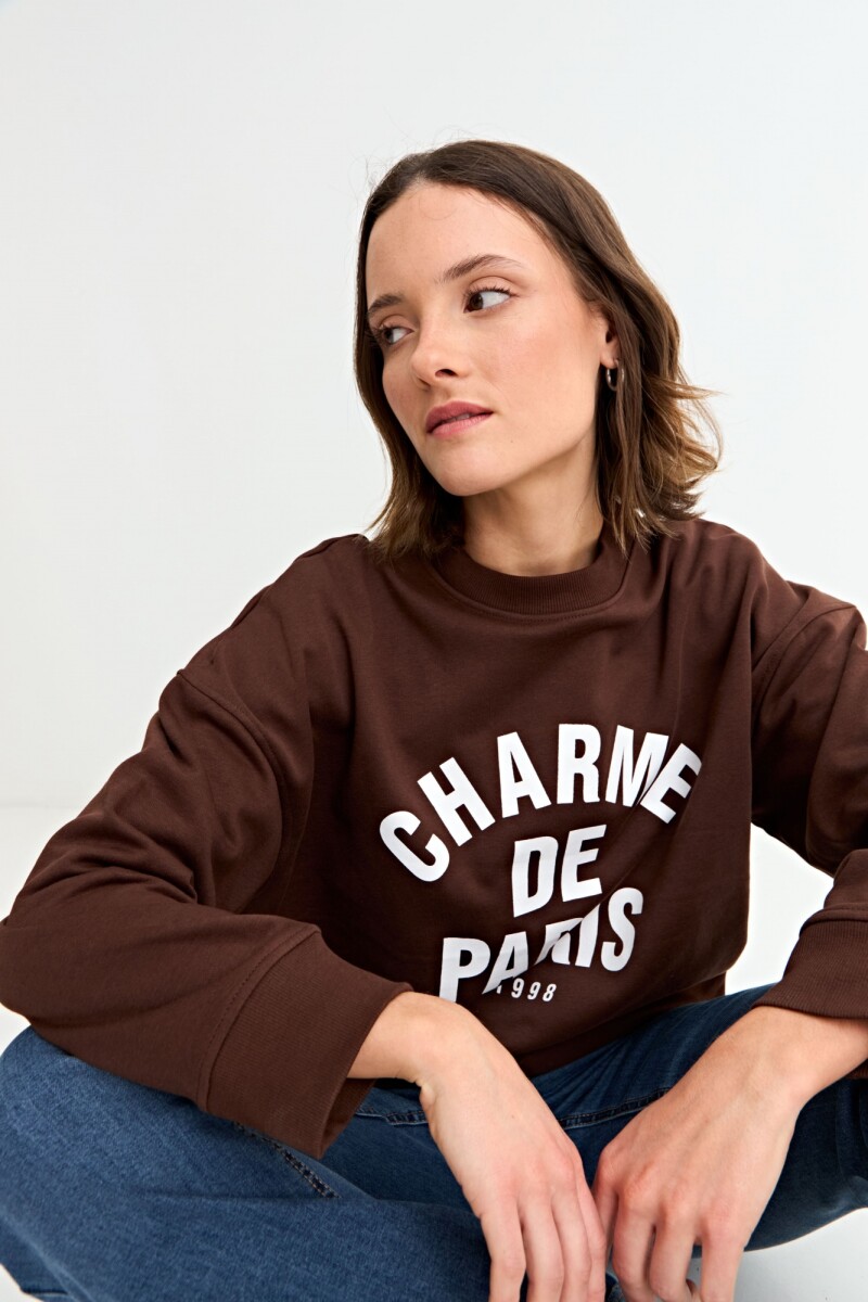 Sweatshirt con estampa Charme de Paris MARRON