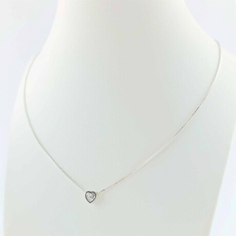 Conjunto de cadena de plata 925 con colgante pasante de circonias, CORAZON. Conjunto de cadena de plata 925 con colgante pasante de circonias, CORAZON.