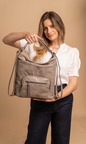 CARTERA MOCHILA VERBENA GRIS
